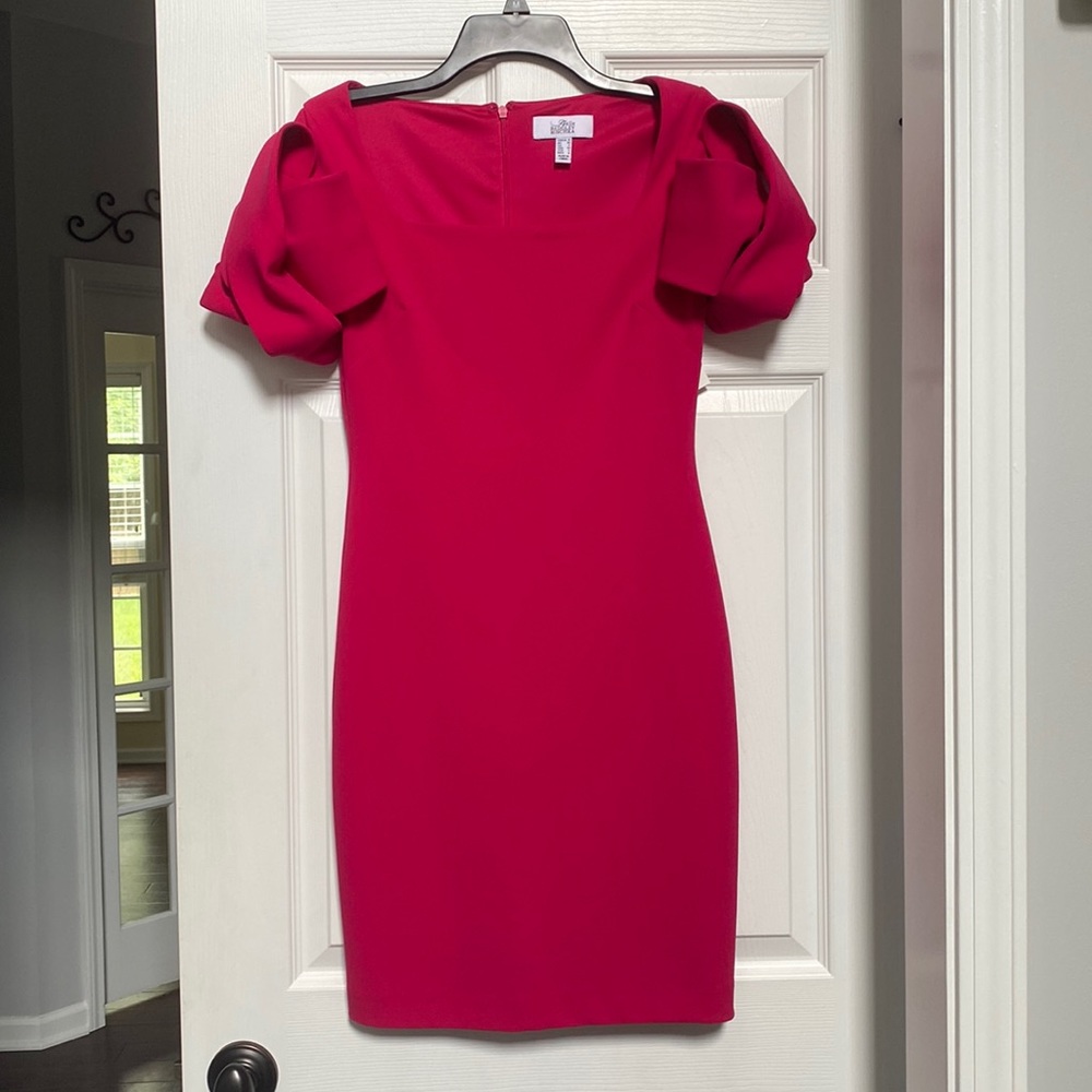 Belle Badgley Mischka Pink Cocktail Dress. Braided Sleeves. Sz 0